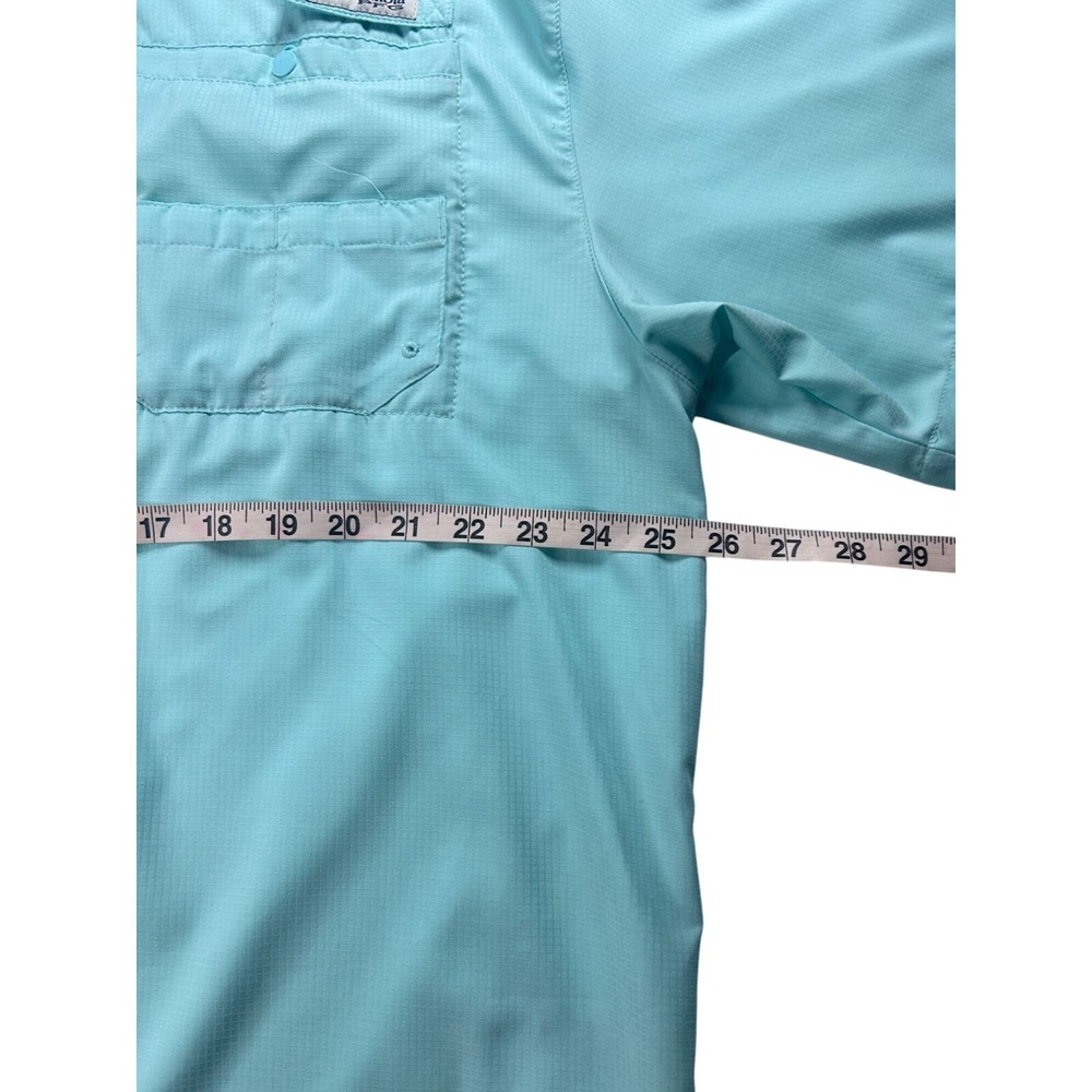 Columbia PFG Tamiami II Shirt Mens XL Aqua Blue Short Sleeve Fishing Button Up - Picture 9 of 10